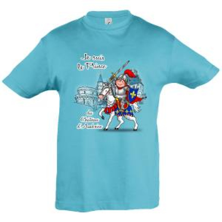 Tshirt enfant Cavalier à Cheval en Armure Château dAmboise Bleu Atoll 2 ans