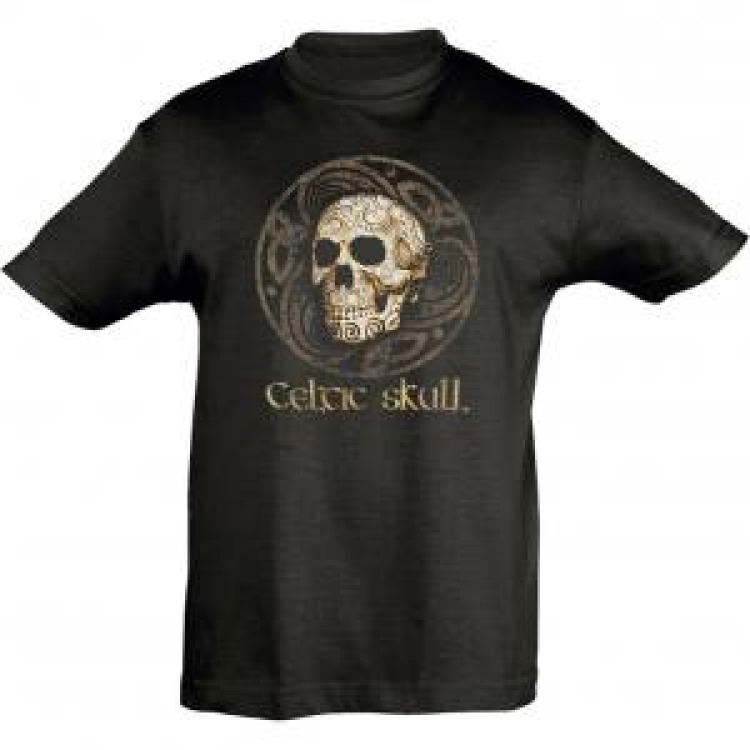 T-shirt enfant Celtic Skull de Mort Tete Noir Profond 2 ans