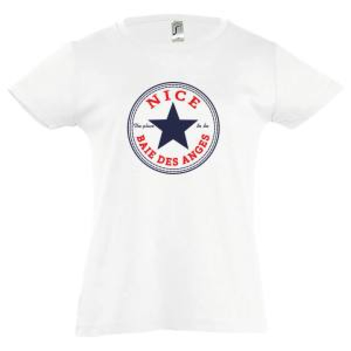 Tshirt enfant Cercle Etoile Nice Baie des Anges Blanc 4 ans
