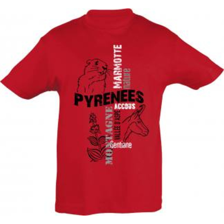 T-shirt enfant Chamois et Marmotte Accous Vallée D'aspe Vert Pomme 8 ans