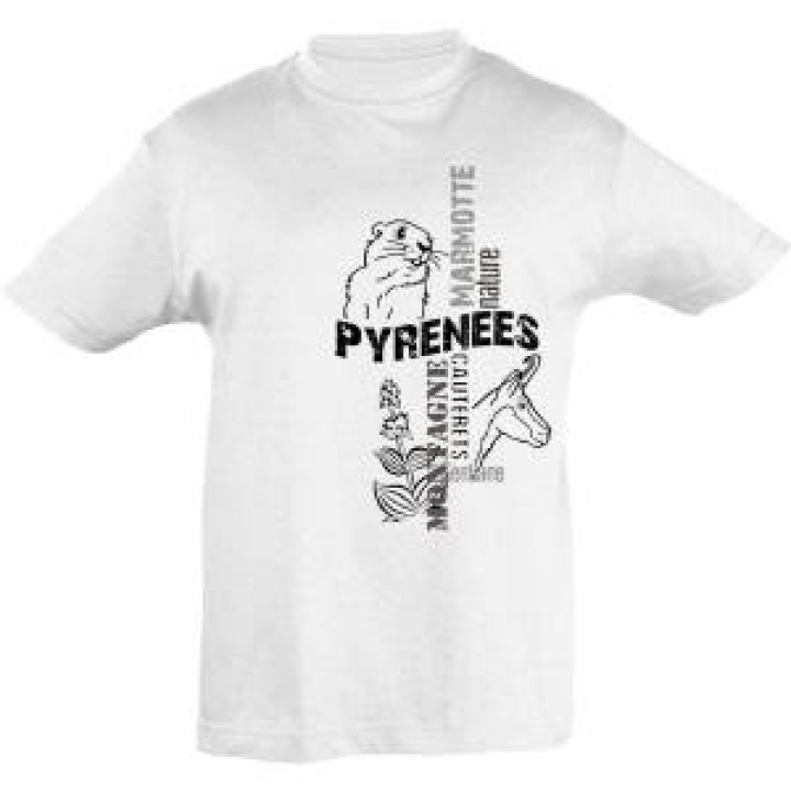Tshirt enfant Chamois Marmotte Laruns Blanc 2 ans