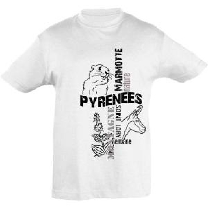 Tshirt enfant Chamois Marmotte Saint Lary Blanc 2 ans