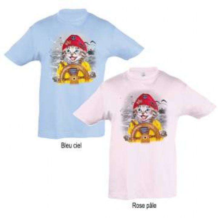 Tshirt enfant Chat Bonnet Rouge Barre les Sables dOlonne Rose Pale 2 ans
