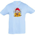 T-shirt enfant Chat Bonnet Rouge Barre Oléron Bleu Ciel 2 ans
