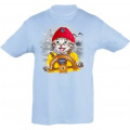 T-shirt enfant Chat Bonnet Rouge Barre Pays Basque + transferts Patch Star et I Love Bleu Ciel 2 ans