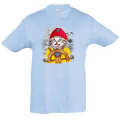 T-shirt enfant Chat Bonnet Rouge Barre Saint Jean de Luz Bleu Ciel 2 ans