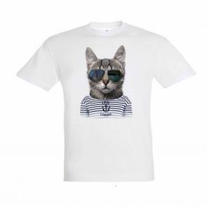 Tshirt enfant Chat Lunettes Laruns Blanc 4 ans