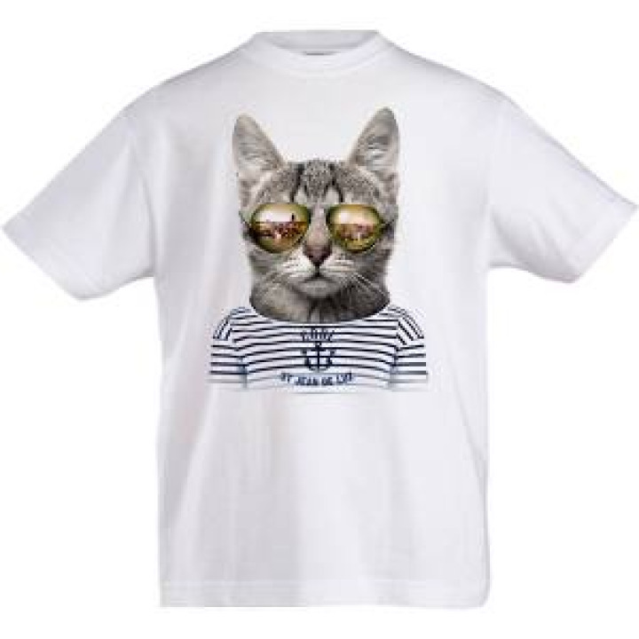 Tshirt enfant Chat Lunettes Saint Jean de Luz Blanc 4 ans