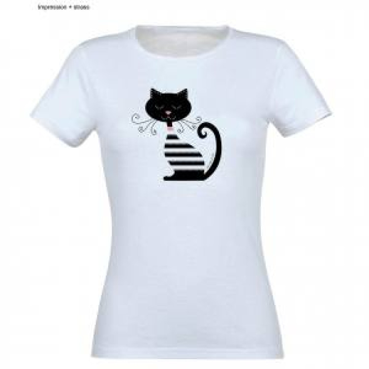 T-shirt enfant Chat Saint Palais sur Mer + Strass Bleu Ciel 12 ans