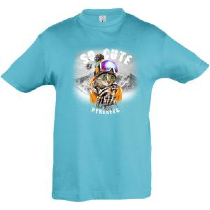 Tshirt enfant Chat So Cute Pyrénées Bleu Atoll 4 ans
