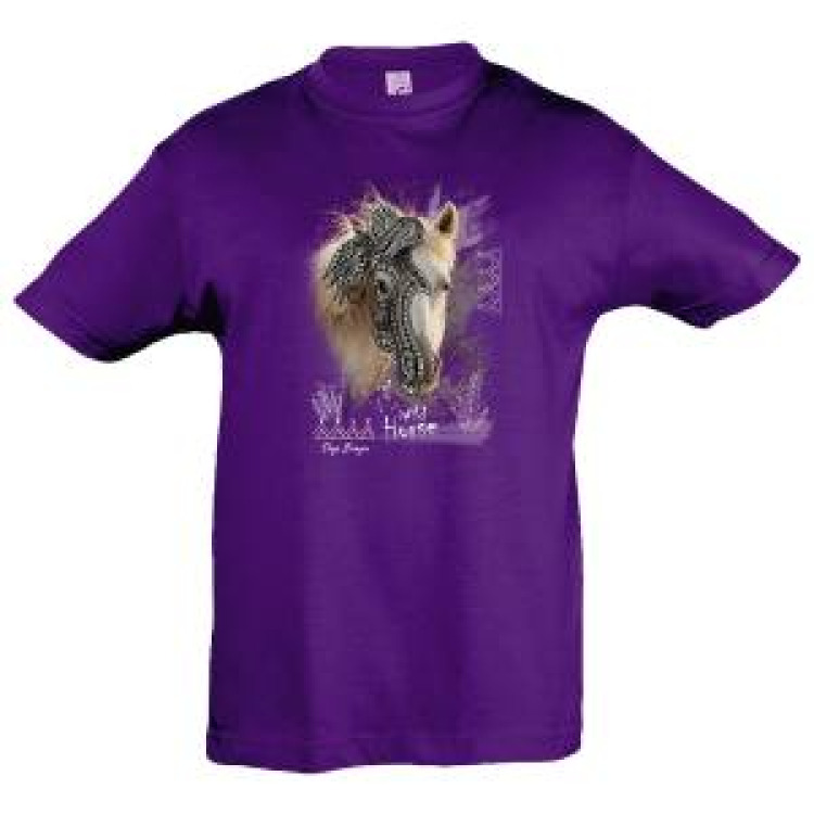 T-shirt enfant Cheval Native Tribes Pays Basque Violet Fonc&eacute; 4 ans