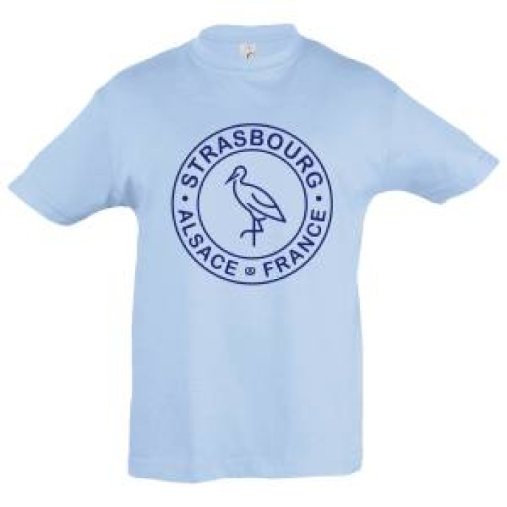Tshirt enfant Cigogne Aux Traits Strasbourg Alsace France Bleu Ciel 2 ans