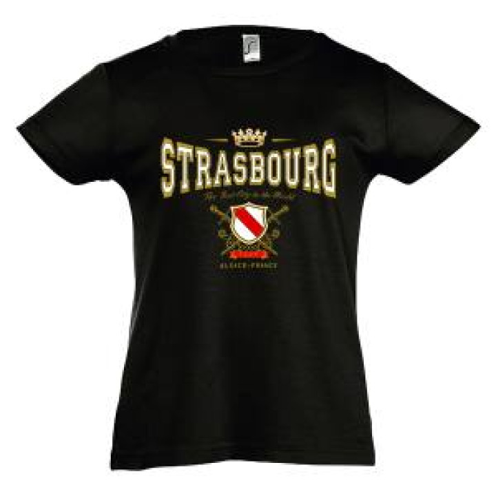 Tshirt enfant Couronne Strasbourg Blason Alsace France Marine 4 ans