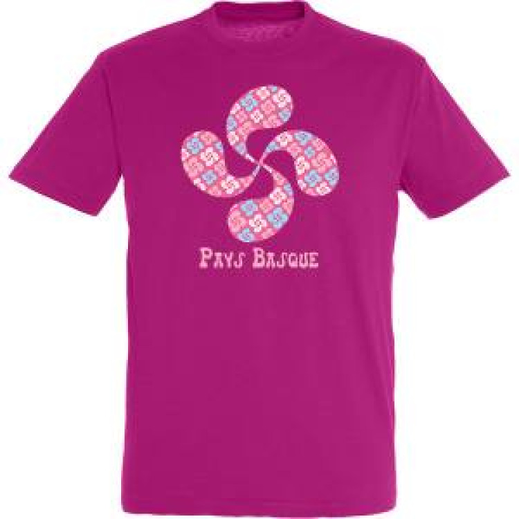 T-shirt enfant Croix Basque Pays Basque Fuschia 2 ans