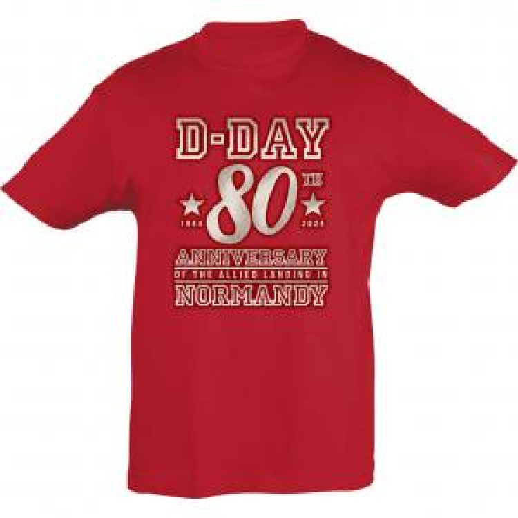 T-shirt enfant D-Day 80th Anniversary Normandy Rouge 6 ans