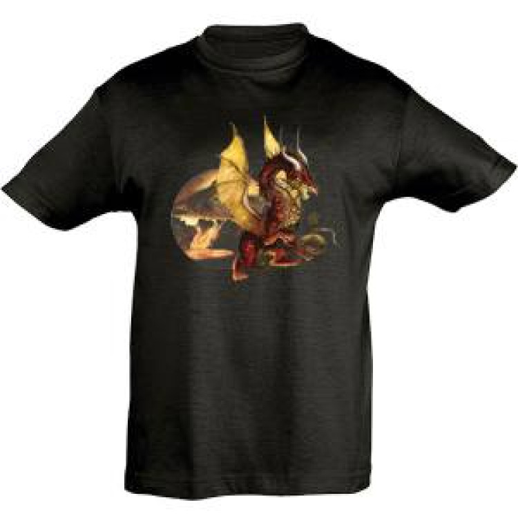 T-shirt enfant Dragon Celtic Rouge Noir Profond 10 ans