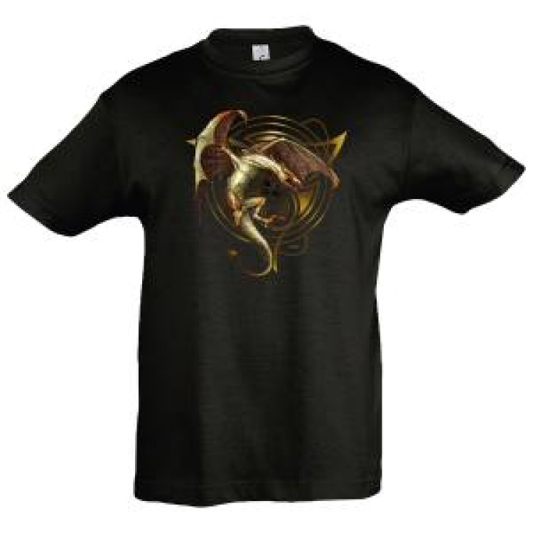 T-shirt enfant Dragon en Vol Noir Profond 8 ans