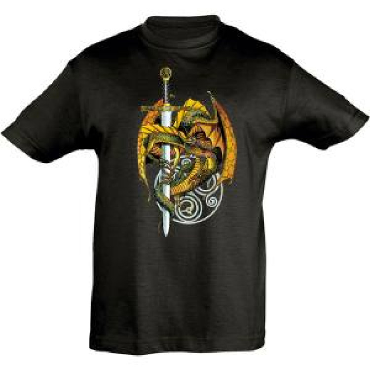 T-shirt enfant Dragon Ep&eacute;e (Bc3009) Noir Profond 2 ans