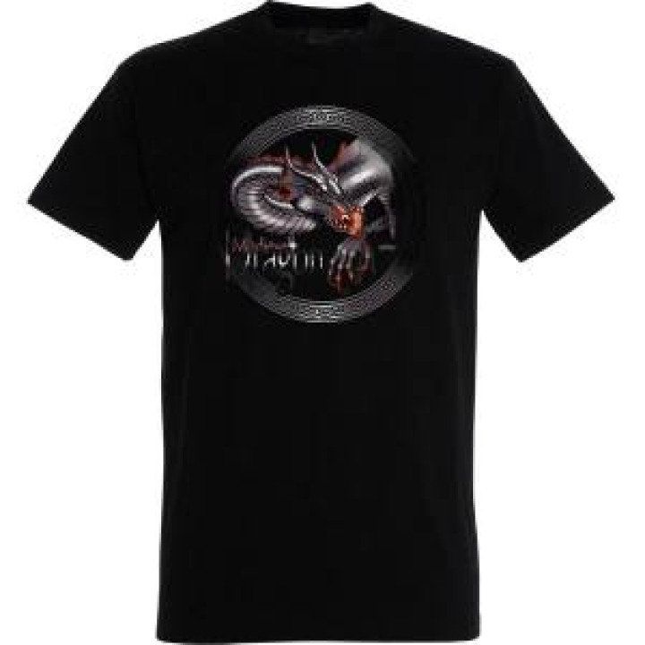 Tshirt enfant Dragon Médiéval dans Cercle Noir Profond 4 ans