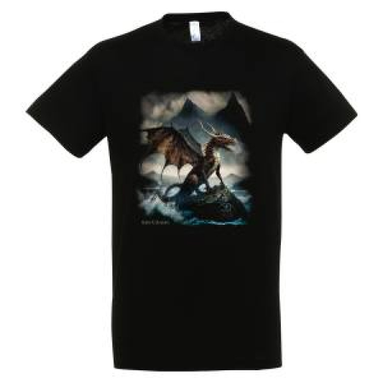 T-shirt enfant Dragon Montagne Bretagne Noir Profond 2 ans