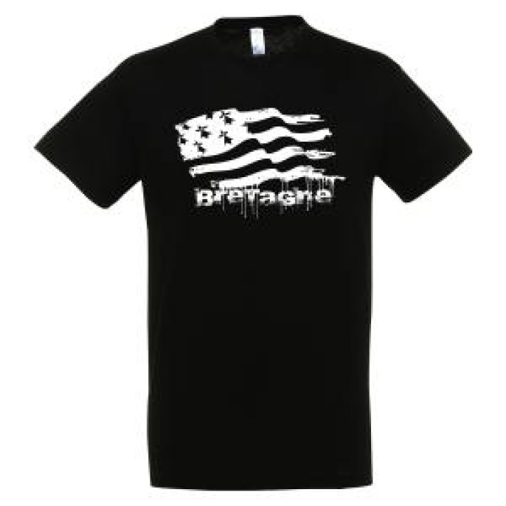 Tshirt enfant Drapeau Bretagne Qui Coule Noir Profond 4 ans