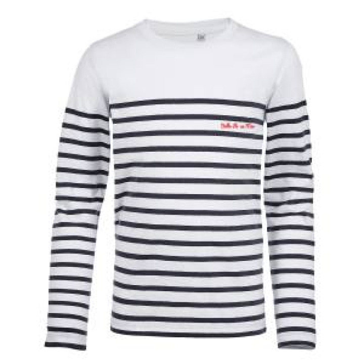 TShirt Enfant E1256 Ref 31532 pocket Belle Île en Mer Ecriture Rouge sur Rayé Marine écriture Marine sur Rayé Rouge blancmarine 4 ans
