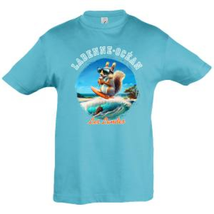 Tshirt enfant Ecureuil Surfeur Labenne Océan Bleu Atoll 2 ans