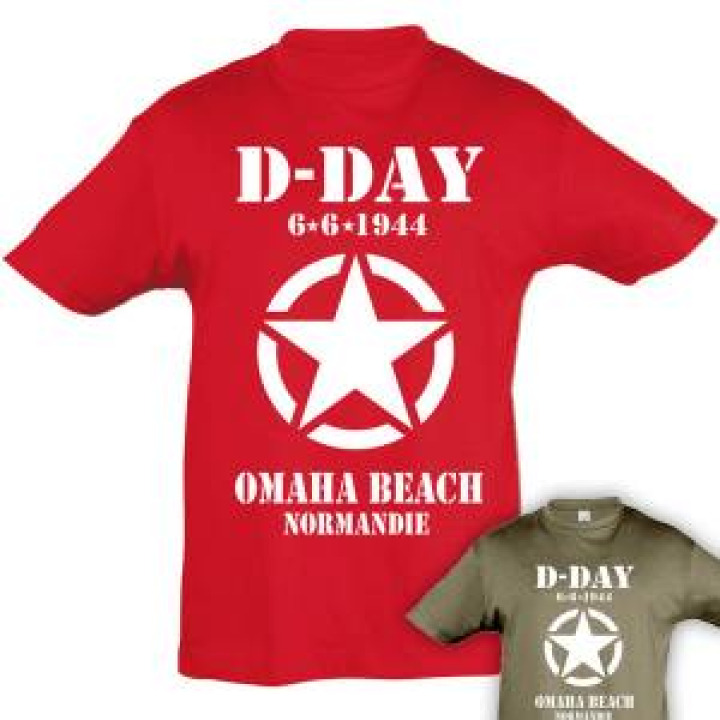 Tshirt enfant Etoile DDay Omaha Beach Normandie Rouge 2 ans