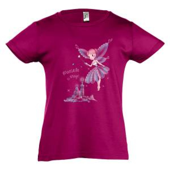 Tshirt enfant Féérie Marseille Is Magic Avec en Fond Notre Dame de la Garde Fuschia 4 ans