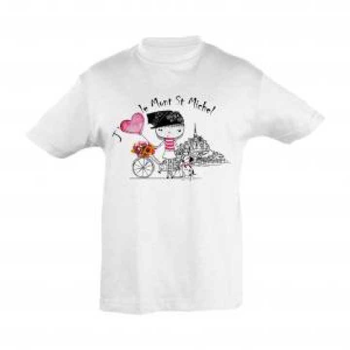 Tshirt enfant Fille Vélo Mont Saint Michel Blanc 2 ans