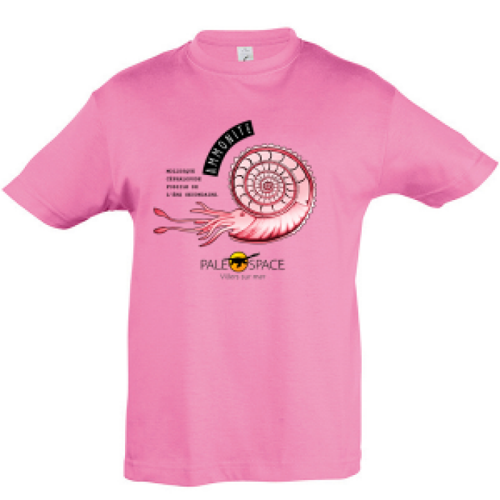 Tshirt enfant Fossile Ammonite Paléospace Rose Orchidée 2 ans