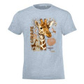 T-shirt enfant Girafe Intemporel Cerza + transfert Col Cerza Bleu ciel chin&eacute; 2 ans