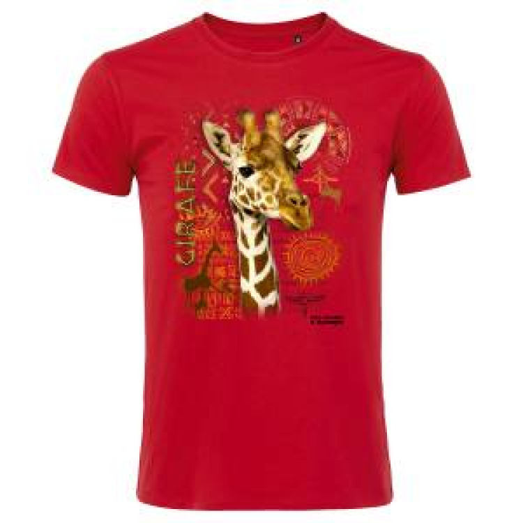 T-shirt enfant Girafe Intemporel Parc Animalier d&rsquo;Auvergne + transfert Col Parc Animalier d&rsquo;Auvergne Red 2/4 ans