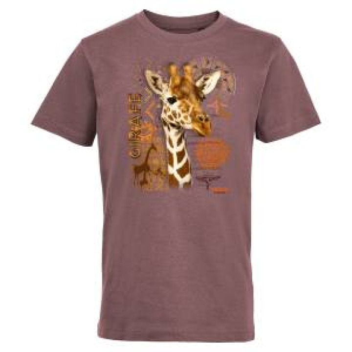 Tshirt enfant Girafe Intemporel Safari de Peaugres  transfert Col Safair de Peaugres Vieux rose 6 ans