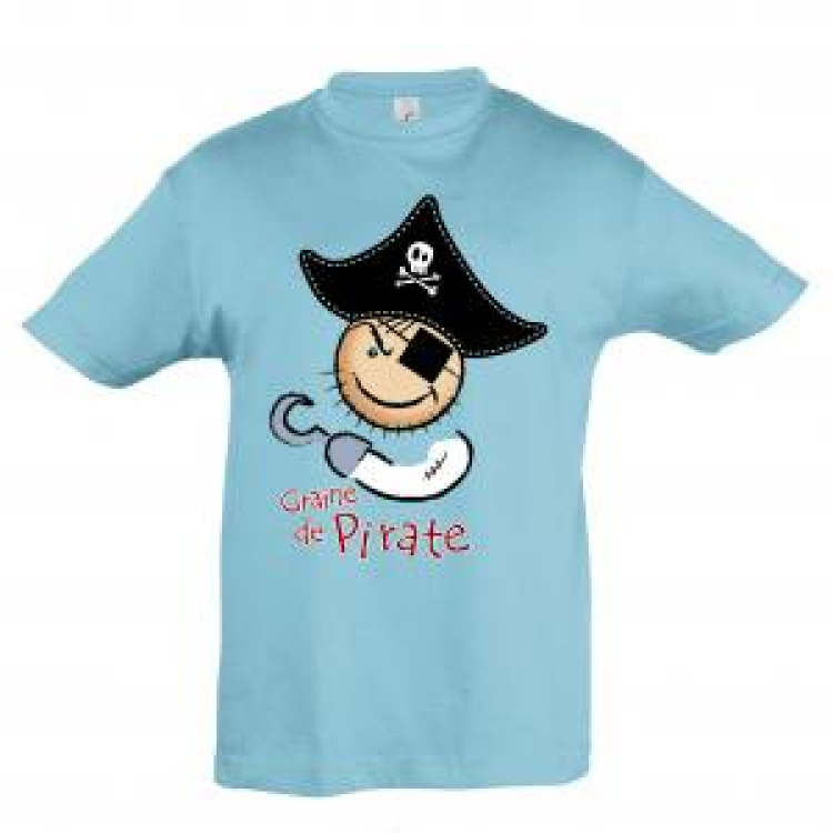 T-shirt enfant Graine de Pirate Bleu Atoll 12 ans