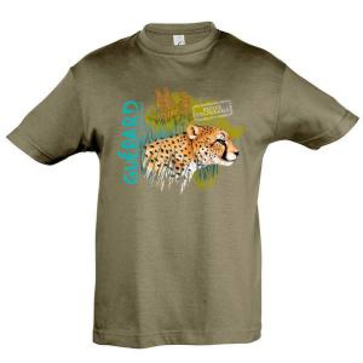 Tshirt enfant Guépard Pedaguo Zoo de Beauval Largeur 19 Cm pour les 246 Ans Largeur 21 Cm pour les 810 Ans Army 6 ans