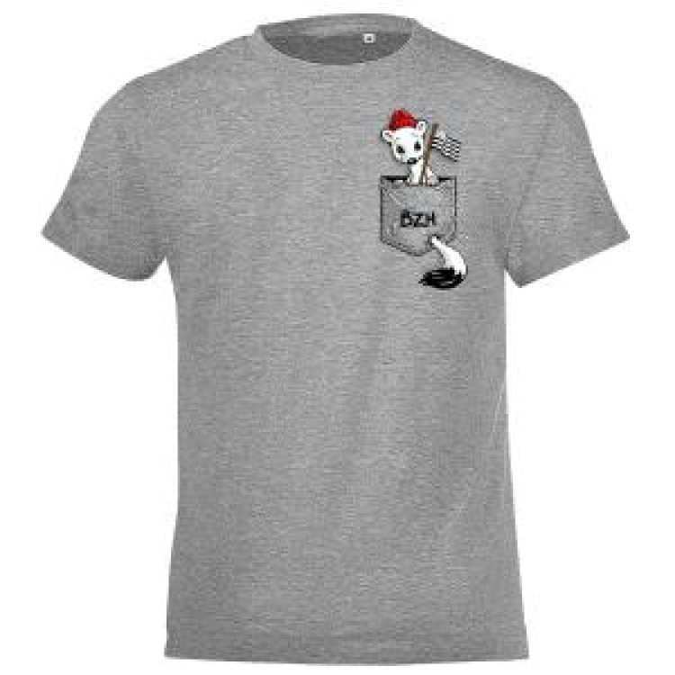 T-shirt enfant Hermine Poche Bzh Gris Chin&eacute; 6 ans