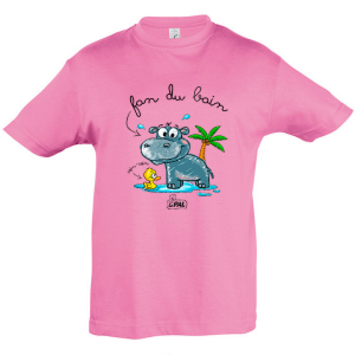Tshirt enfant Hippo Fan du Bain le Pal Rose Orchidée 2 ans