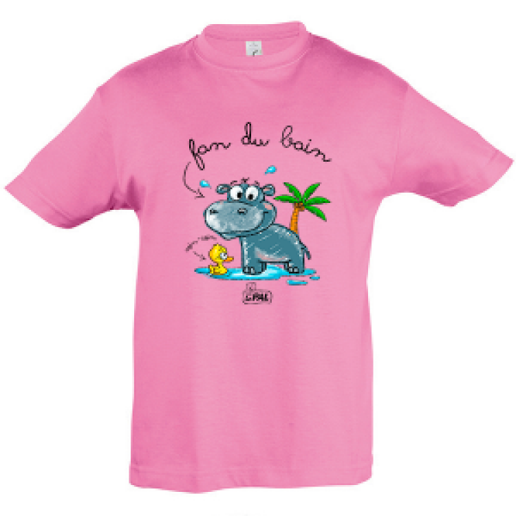 T-shirt enfant Hippo Fan du Bain le Pal Rose Orchidée 2 ans