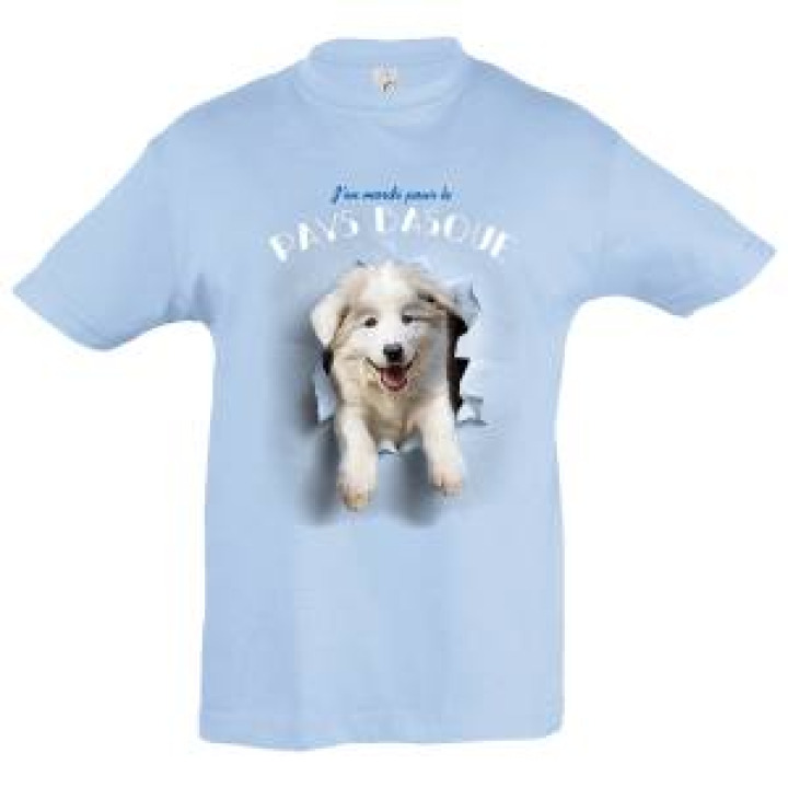 Tshirt enfant Jen Mords pour le Pays Basque Bleu Ciel 4 ans