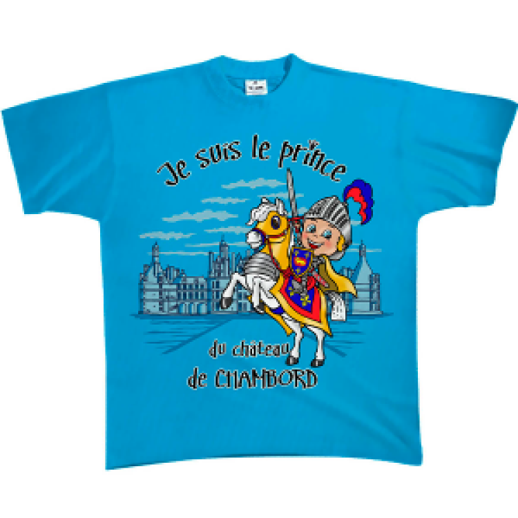 T-shirt enfant Je suis le Prince de Chambord Bleu Atoll 2 ans