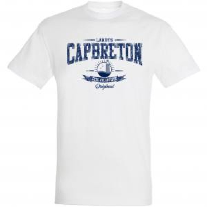Tshirt enfant Landes Original Capbreton avec logo de la Boutique Côte Atlantique Impression Marine Blanc 2 ans