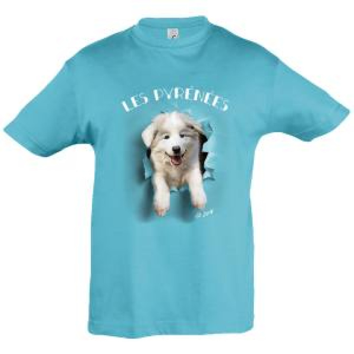Tshirt enfant Les Pyrénées Saint Lary Bleu Atoll 4 ans