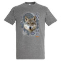 T-shirt enfant Loup Intemporel Bioparc + transfert Col Bioparc Bleu Atoll 6 ans