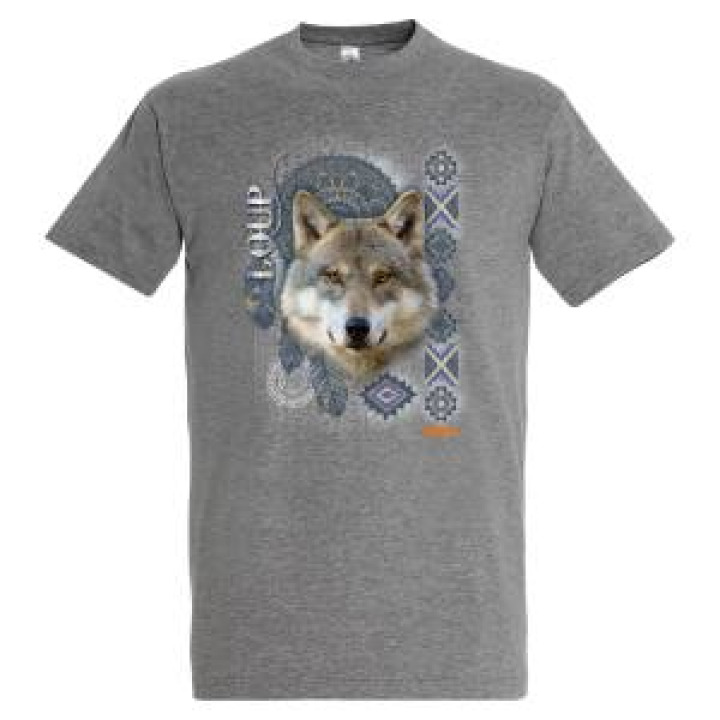 Tshirt enfant Loup Intemporel Bioparc  transfert Col Bioparc Bleu Atoll 8 ans