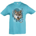 T-shirt enfant Loup Intemporel Safari de Peaugres + transfert Col Safari de Peaugres Bleu Atoll 6 an