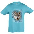 T-shirt enfant Loup Intemporel Bleu Atoll 6 ans