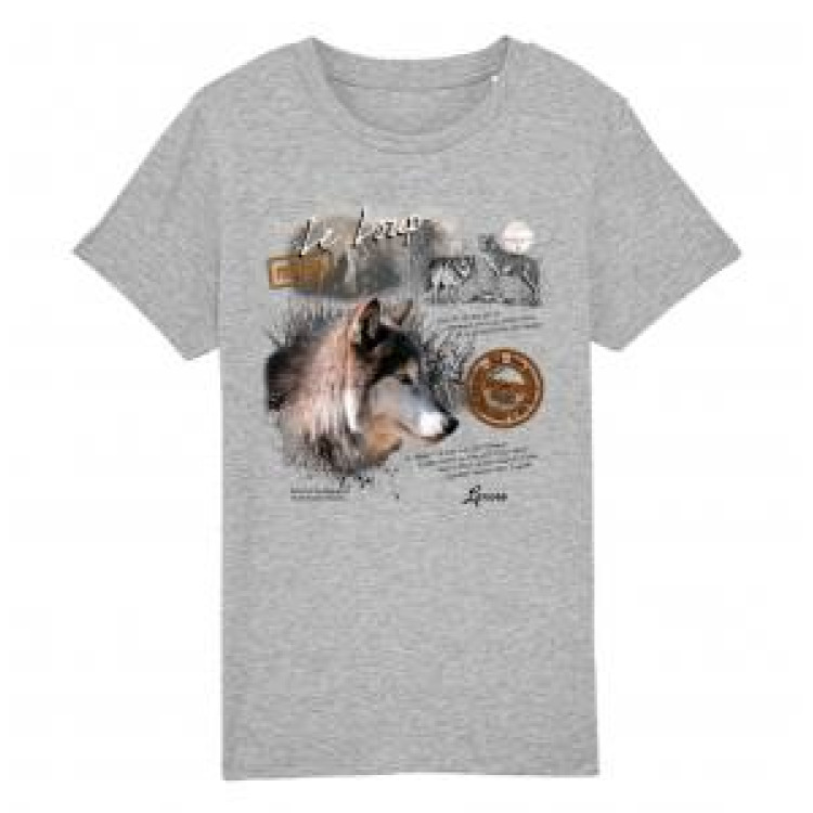 T-shirt enfant Loup Laruns Gris Chin&eacute; 4 ans