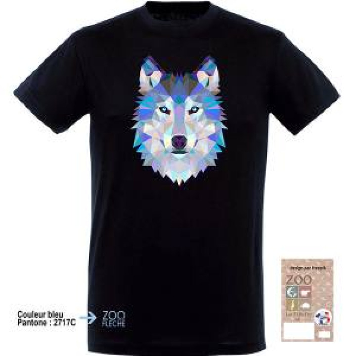 Tshirt enfant Loup Origami  transfert Bleu Zoo de la Flèche en Bas à droite  Carton Desing Par Freepik Noir Profond 4 ans