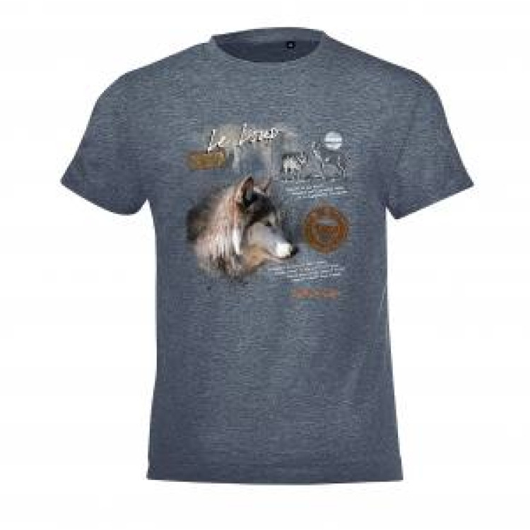 T-shirt enfant Loup Payolle Col d&rsquo;Aspin Denim 4 ans